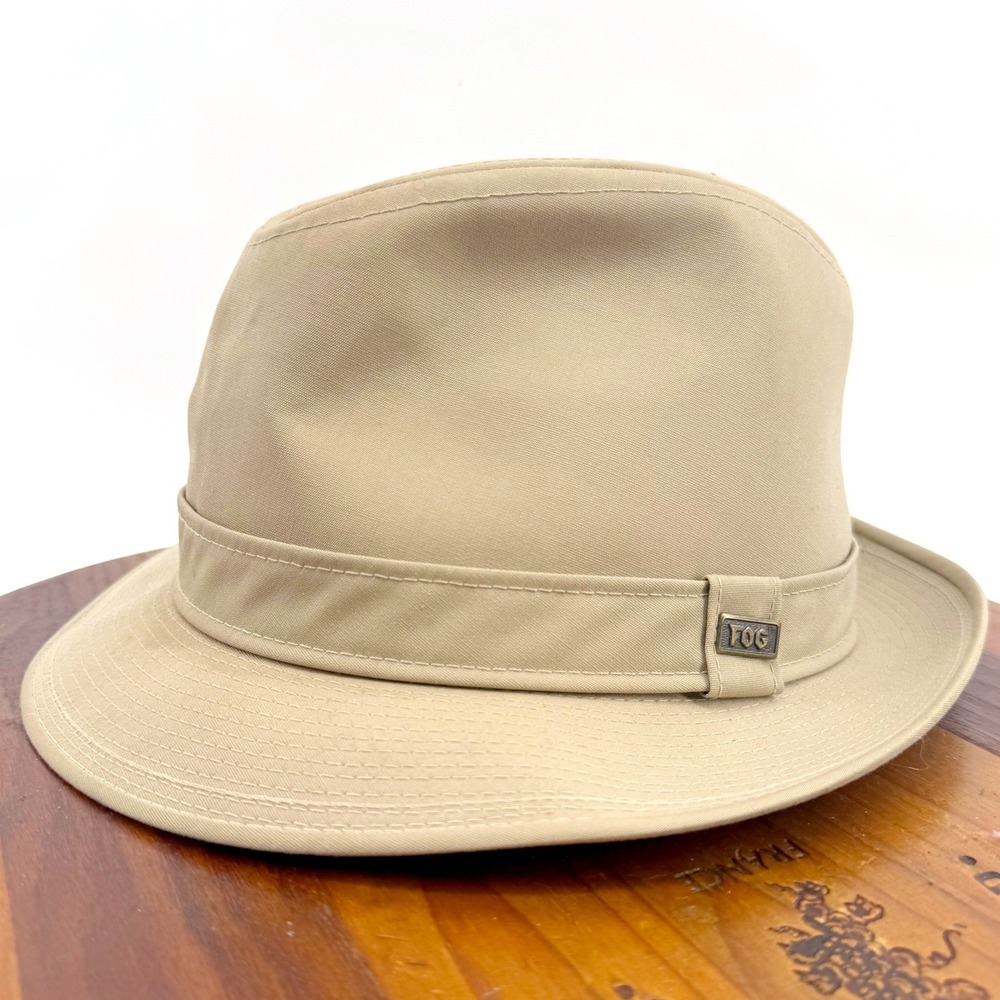 London Fog Fedora Hat Mens 7 1/4 Tan Vintage Pinched Crown USA Sportswear
